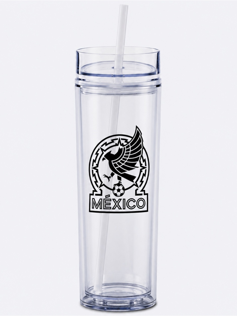 Mexico Logo Clear Plastic Tumbler with Straw